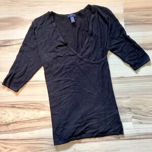 GAP Y2K Elegant Black V-Neck Women's Wrap Top